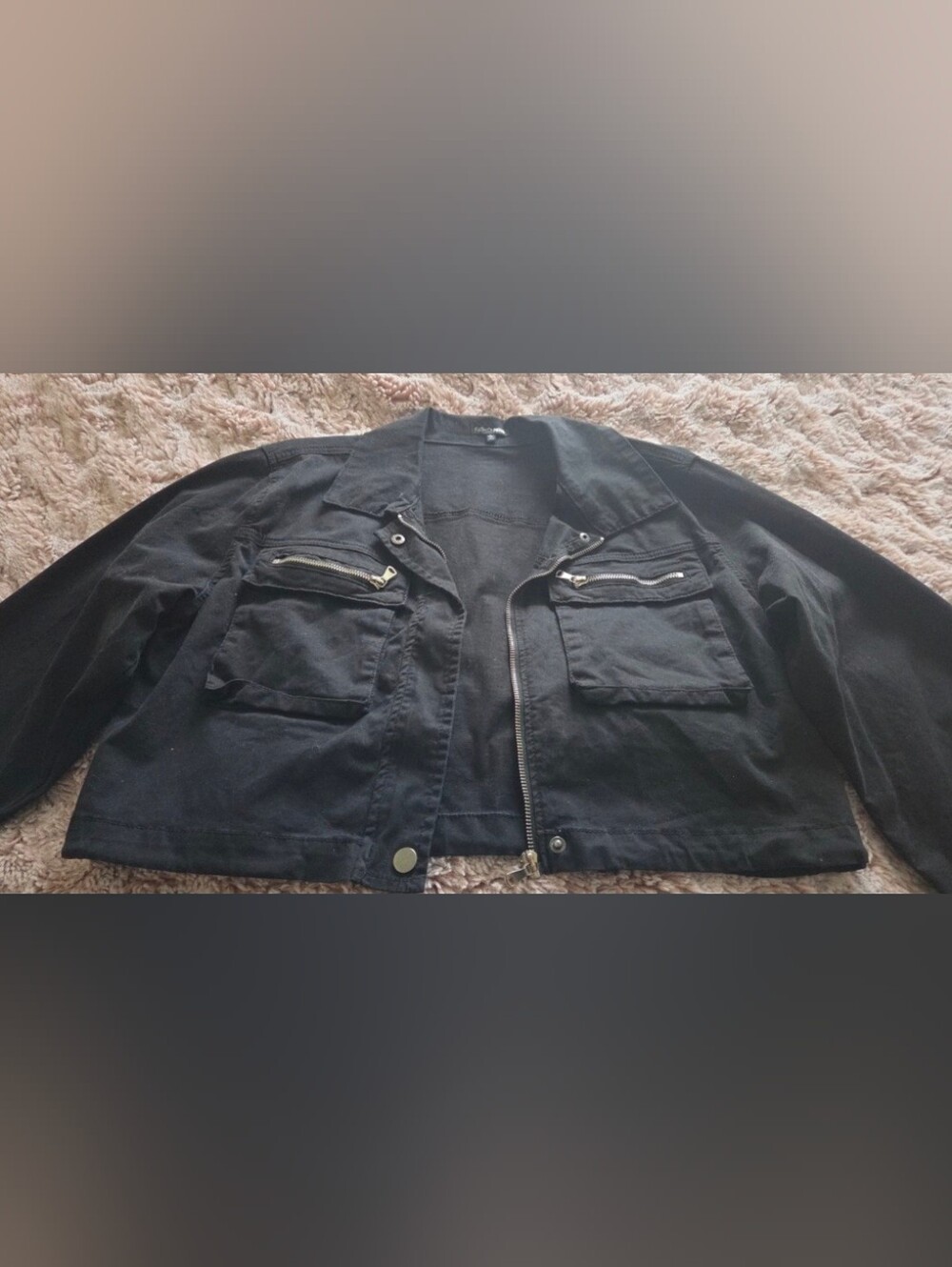 Fashion Nova Black Military Utility Jacket with Zip Pockets